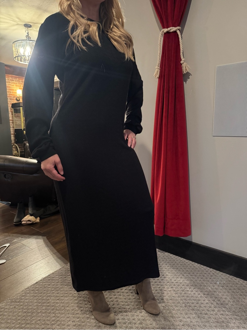 Mikarose Black Long Sleeve Maxi Dress